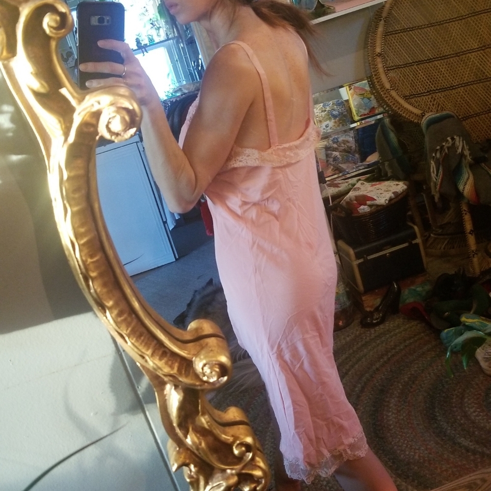 Vintage Silky Slip with Lace